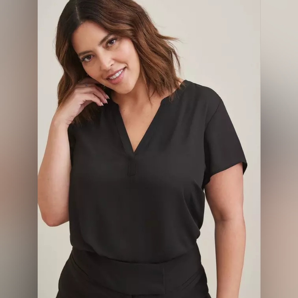 Georgette Hi-Low Short Sleeve Blouse (D3-7)